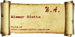 Wimmer Aletta névjegykártya